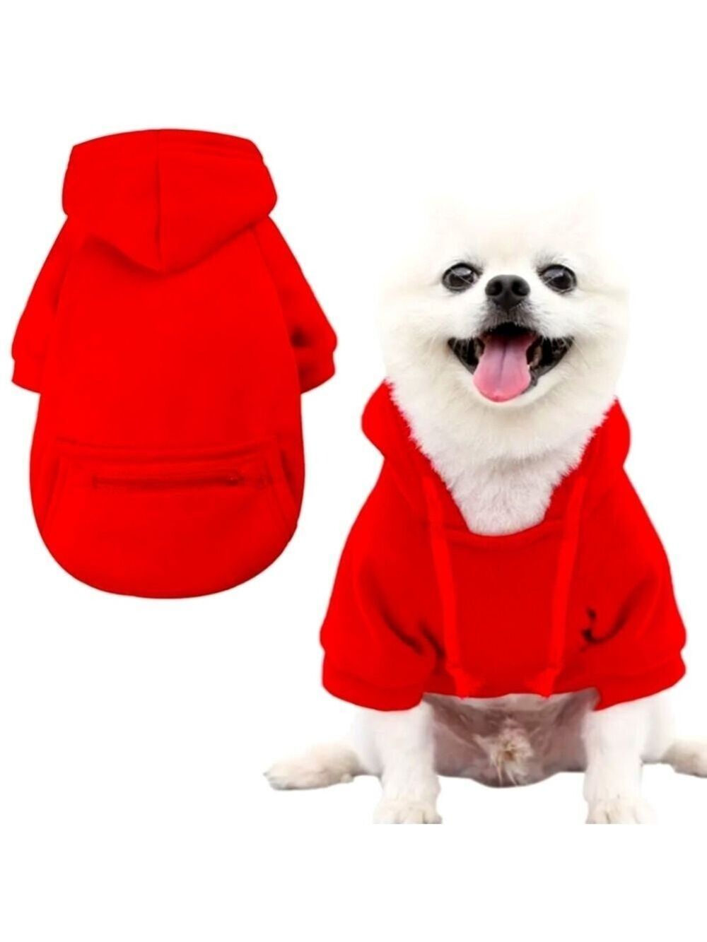 Small Dog Hoodie Sweatshirt, Size L  Red or Blue